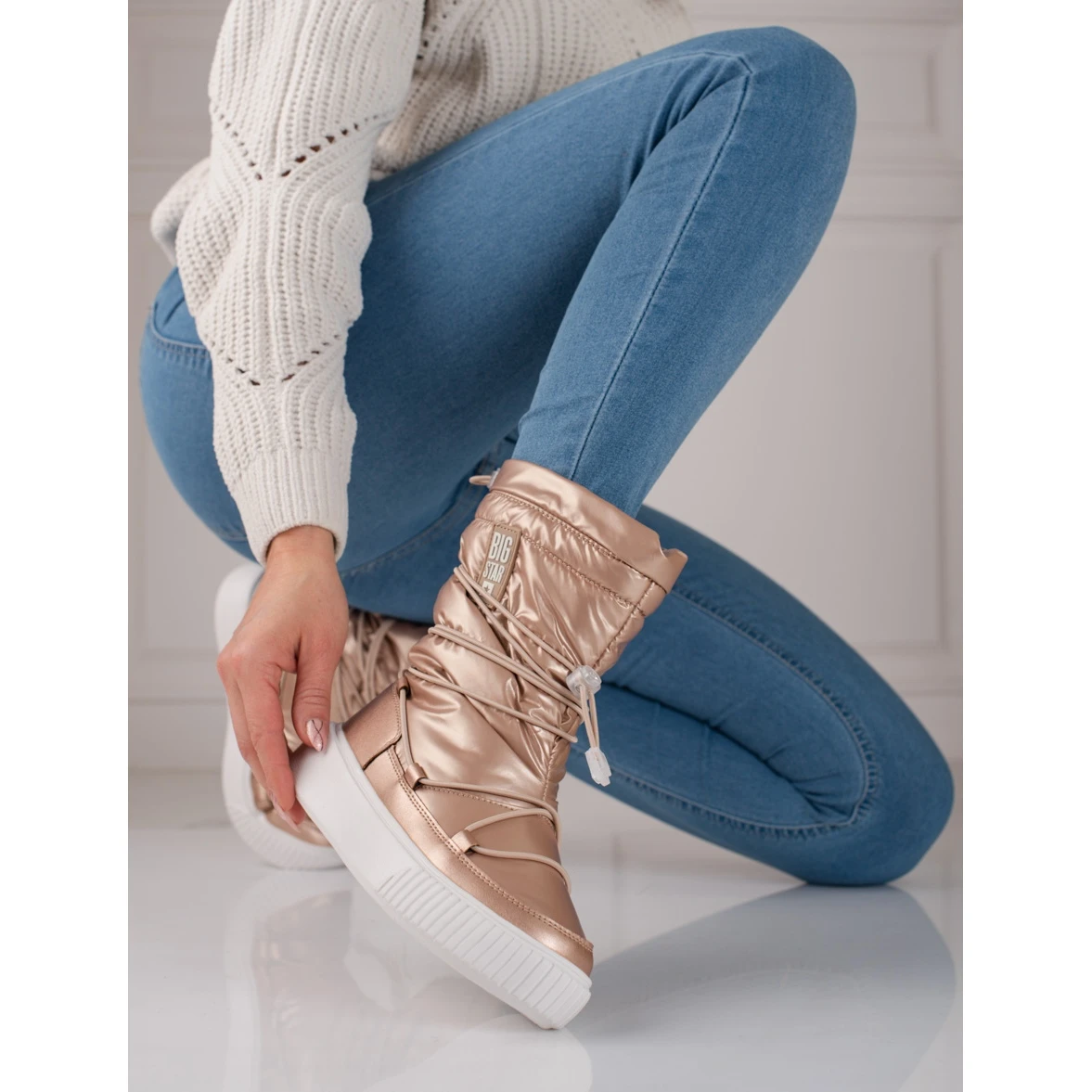 BIG STAR SHOES Bottes De Neige Isolées Dorées Pour Femmes Big Star KK274194 Rose 1 BIG STAR SHOES Bottes De Neige Isolées Dorées Pour Femmes Big Star KK274194 Rose