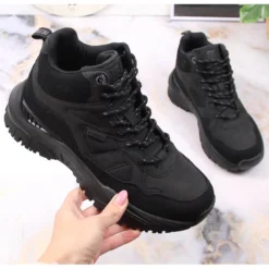 Black Big Star KK274356 Bottes Plateforme Noires Pour Femmes De Sport Le Noir