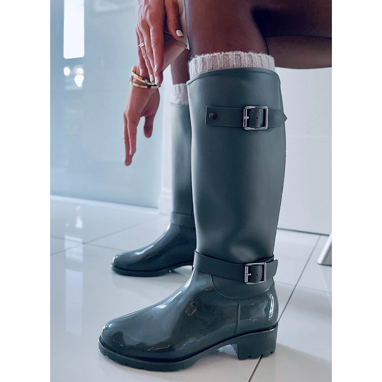 BM Bottes D'équitation Vertes Fendues 3 BM Bottes D'équitation Vertes Fendues – Image 3