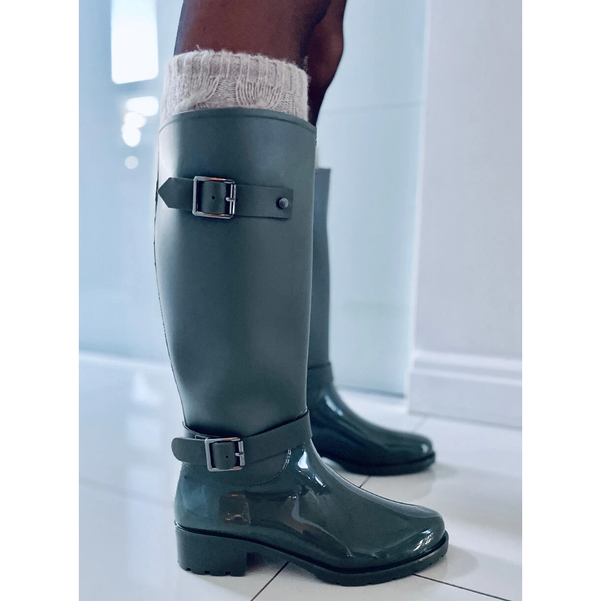 BM Bottes D'équitation Vertes Fendues 4 BM Bottes D'équitation Vertes Fendues – Image 4