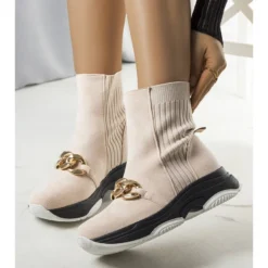 BM Bottes Isolées Beiges Avec Chaîne Ulster