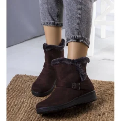 BM Bottes Isolées Marron Sur Le Talon Compensé Capo Brun