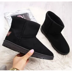 BM NEWS W EVE186A Bottes De Neige En Daim Noir Le Noir
