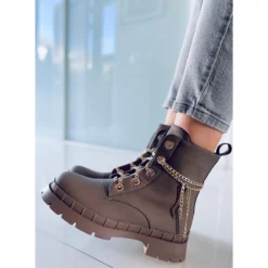 Bottes à Lacets De Lohan Kaki Brun -Lumière Écarlate Bottes bottes a lacets de lohan kaki brun 3 2000x2000 1