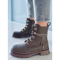 Bottes à Lacets De Lohan Kaki Brun -Lumière Écarlate Bottes bottes a lacets de lohan kaki brun 4 2000x2000 1