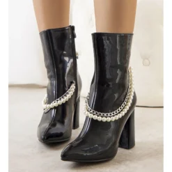 Bottes Ceballo En Cuir Verni Noir Le Noir