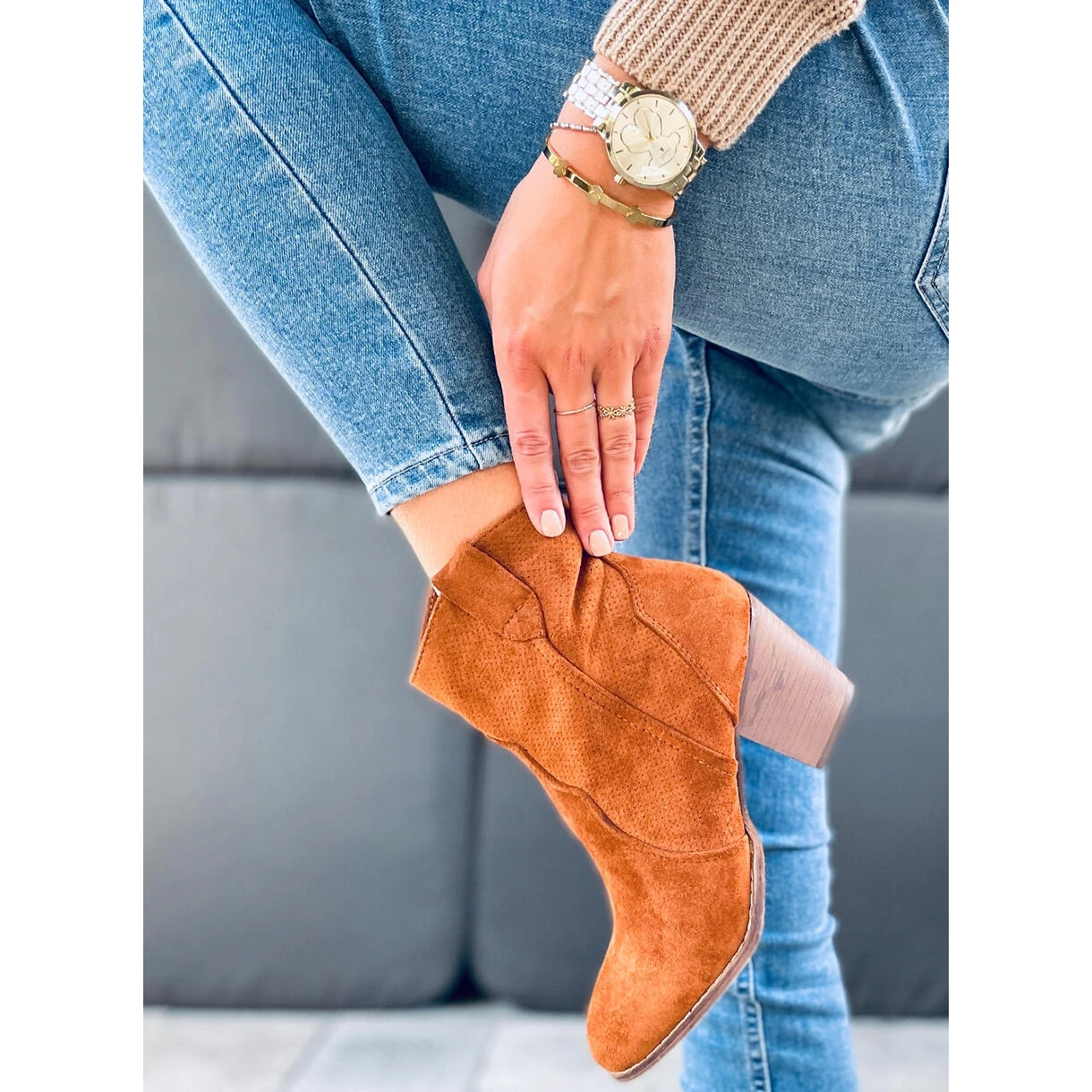 Bottes De Cowboy à Talons Hauts De Seed Camel Brun 5 Bottes De Cowboy à Talons Hauts De Seed Camel Brun – Image 5