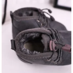 Bottes De Neige à Lacets Pour Enfants Réchauffées Avec Fourrure Grey Hunter Gris