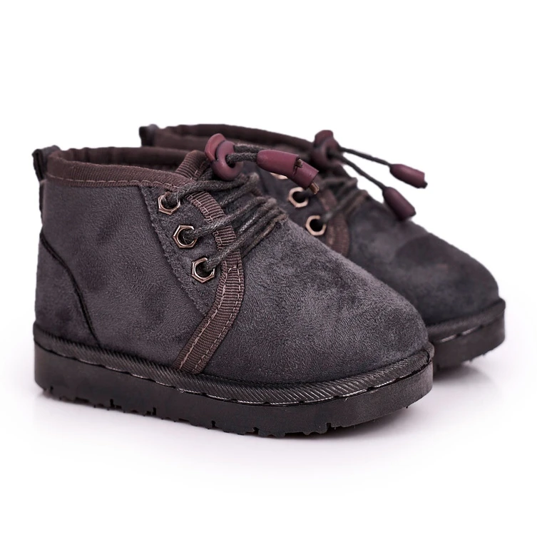 Bottes De Neige à Lacets Pour Enfants Réchauffées Avec Fourrure Grey Hunter Gris 5 Bottes De Neige à Lacets Pour Enfants Réchauffées Avec Fourrure Grey Hunter Gris – Image 5
