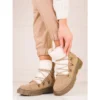 Bottes De Neige Brunes Pour Femmes Avec Un Manteau En Peau De Mouton Shelovet