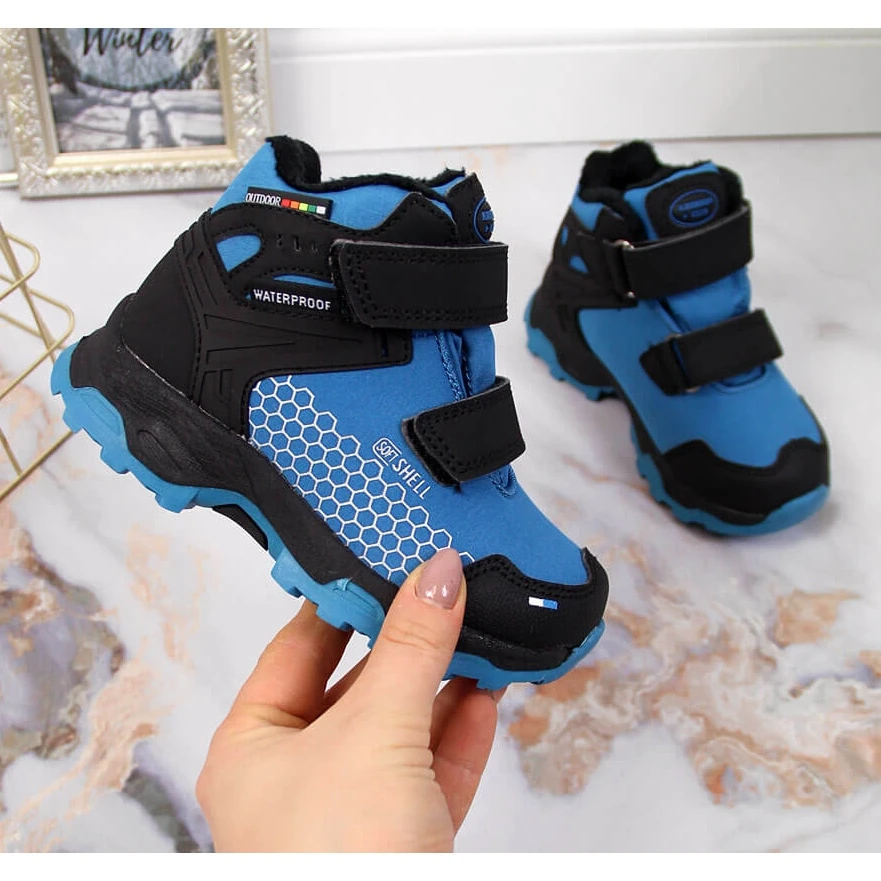 Bottes De Neige De Trekking Imperméables à Velcro Bleues American Club Le Noir 1 Bottes De Neige De Trekking Imperméables à Velcro Bleues American Club Le Noir