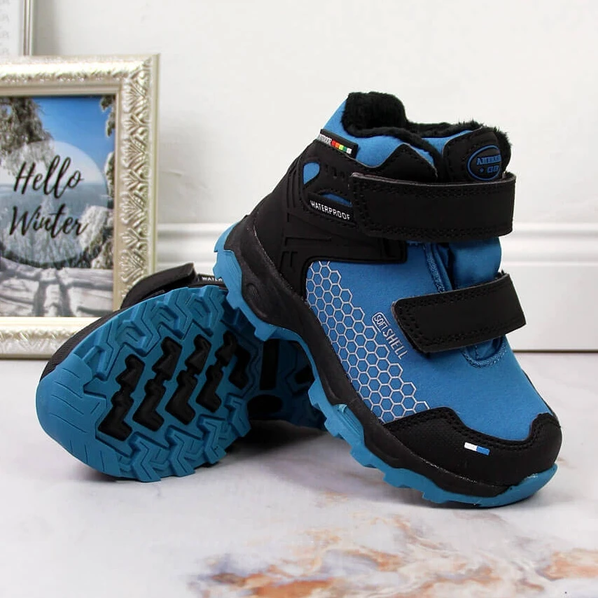 Bottes De Neige De Trekking Imperméables à Velcro Bleues American Club Le Noir 2 Bottes De Neige De Trekking Imperméables à Velcro Bleues American Club Le Noir – Image 2