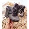 Bottes De Neige Enfant Avec Fourrure Avec Oreilles Lapin Gris Brun Argent