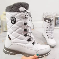 Bottes De Neige Femme Imperméable Hiver Blanc American Club 08/22 Blanche