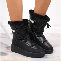 Bottes De Neige Filippo à Lacets, Chaudes, Noires Pour Femmes Le Noir -Lumière Écarlate Bottes bottes de neige filippo a lacets chaudes noires pour femmes le noir 3 2000x2000 1