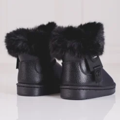 Bottes De Neige Fille Noires Avec Fourrure Shelovet
