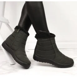 Bottes De Neige Imperméables Avec Une Fermeture éclair NEWS Kaki Vert