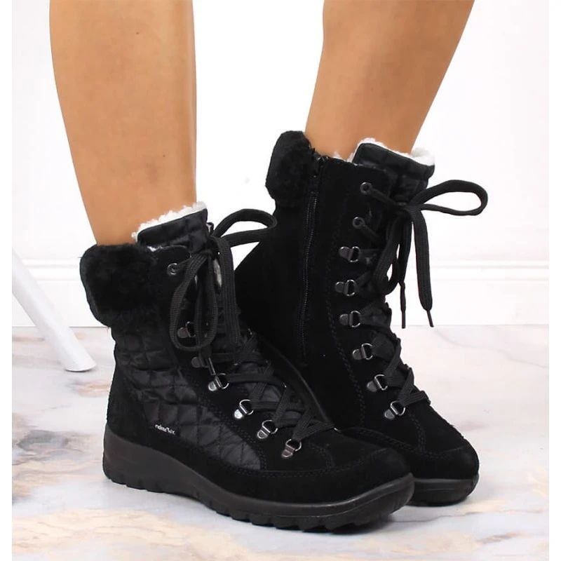 Bottes De Neige Imperméables En Cuir Rieker W RKR561 Le Noir 4 Bottes De Neige Imperméables En Cuir Rieker W RKR561 Le Noir – Image 4