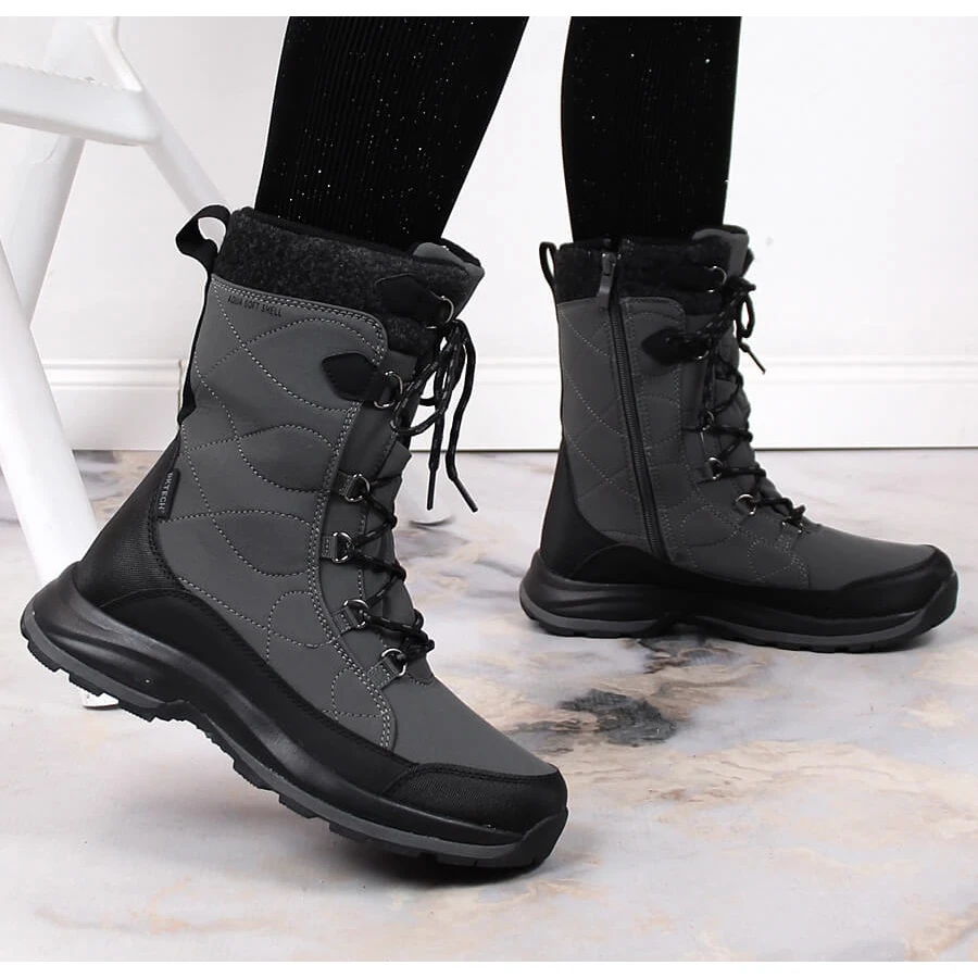 Bottes De Neige Imperméables Grises à Lacets Et à Glissière DK 2105 6 Bottes De Neige Imperméables Grises à Lacets Et à Glissière DK 2105 – Image 6