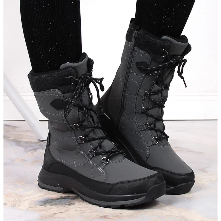 Bottes De Neige Imperméables Grises à Lacets Et à Glissière DK 2105 7 Bottes De Neige Imperméables Grises à Lacets Et à Glissière DK 2105 – Image 7