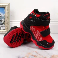 Bottes De Neige Imperméables Pour Enfants Avec Velcro Rouge American Club Le Noir