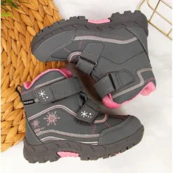 Bottes De Neige Imperméables Velcro American Club Jr AM852B Gris -Lumière Écarlate Bottes bottes de neige impermeables velcro american club jr am852b gris 3 2000x2000 1