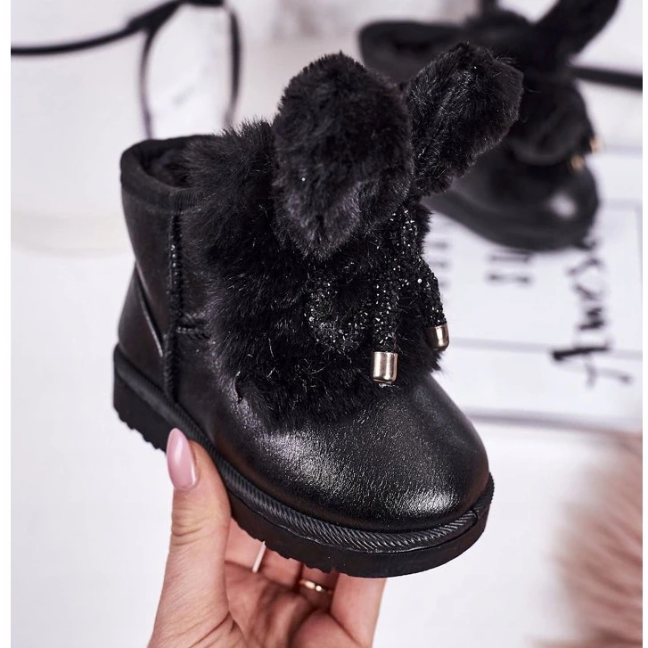 Bottes De Neige Pour Enfants Avec Fourrure Avec Oreilles Lapin Noir Le Noir 1 Bottes De Neige Pour Enfants Avec Fourrure Avec Oreilles Lapin Noir Le Noir
