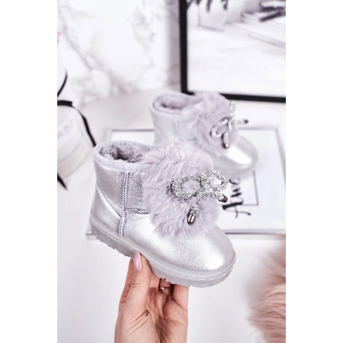 Bottes De Neige Pour Enfants Avec Fourrure Silver Aurora Argent 2 Bottes De Neige Pour Enfants Avec Fourrure Silver Aurora Argent – Image 2