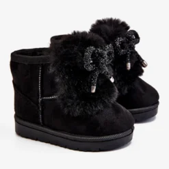 Bottes De Neige Pour Enfants Noires Avec Fourrure En Daim Amelia Le Noir