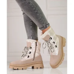 Bottes De Neige Pour Femmes Beiges Avec Fourrure Shelovet