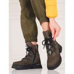 Bottes De Neige Shelovet à Lacets Pour Femmes Vert