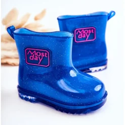 Bottes De Pluie Bleu Marine Pour Enfant En Brocart Argent -Lumière Écarlate Bottes bottes de pluie bleu marine pour enfant en brocart argent 3 2000x2000 1