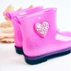 Bottes De Pluie Enfant Brocard Fuchsia Rose Argent -Lumière Écarlate Bottes bottes de pluie enfant brocard fuchsia rose argent 4 2000x2000 1