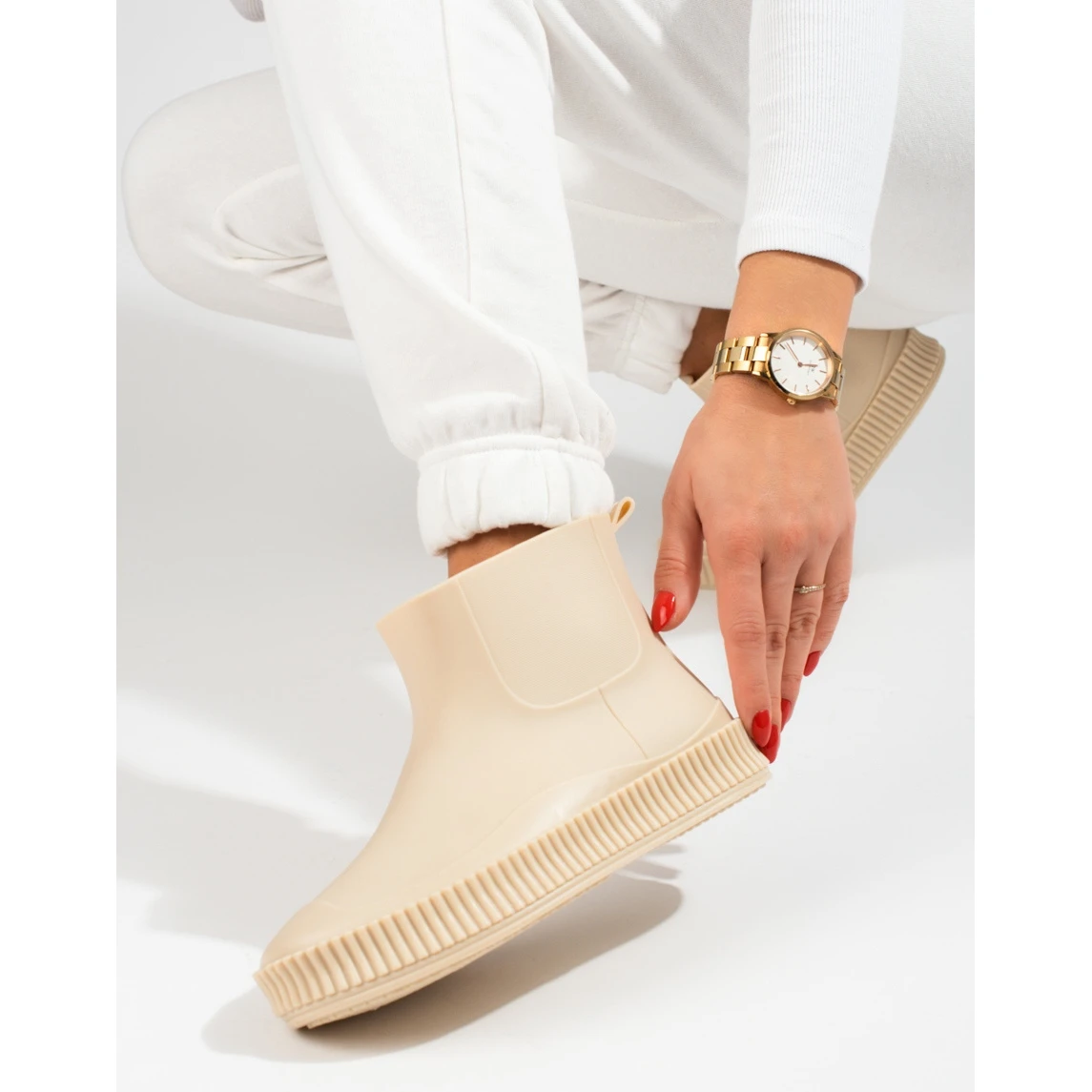 Bottes En Caoutchouc Crème Shelovet Pour Femmes Beige 2 Bottes En Caoutchouc Crème Shelovet Pour Femmes Beige – Image 2