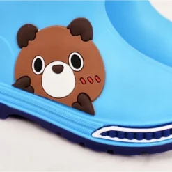 Bottes En Caoutchouc Enfant Avec Ours En Peluche Bleu Clair