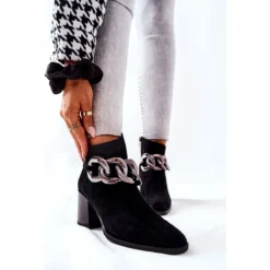 Bottes En Cuir Avec Chaîne Laura Messi Noir 2345 Le Noir