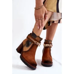 Bottes En Cuir Pour Femmes Maciejka 05781-29 Rouge Beige Brun