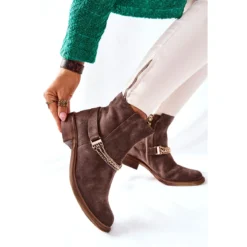 Bottes En Cuir Pour Femmes Nicole Brown Dome Brun