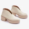 Bottes En Cuir Sur Talons Massifs Nicole 2795/054 Beige Clair
