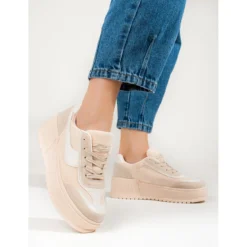 Bottes En Daim Beige à Plateforme épaisse De Shelovet