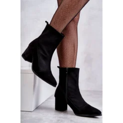 Bottes En Daim Pour Femmes à Talons Hauts Nicole 2757 Noir Le Noir