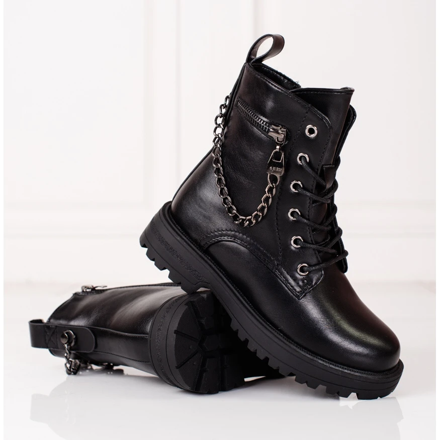 Bottes Filles Avec Chaîne Shelovet Noir Le Noir 2 Bottes Filles Avec Chaîne Shelovet Noir Le Noir – Image 2