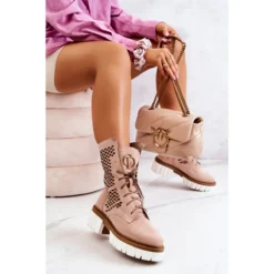 Bottes Hautes En Cuir Workers Nicole Rose 2706 Beige -Lumière Écarlate Bottes bottes hautes en cuir workers nicole rose 2706 beige 6 2000x2000 1