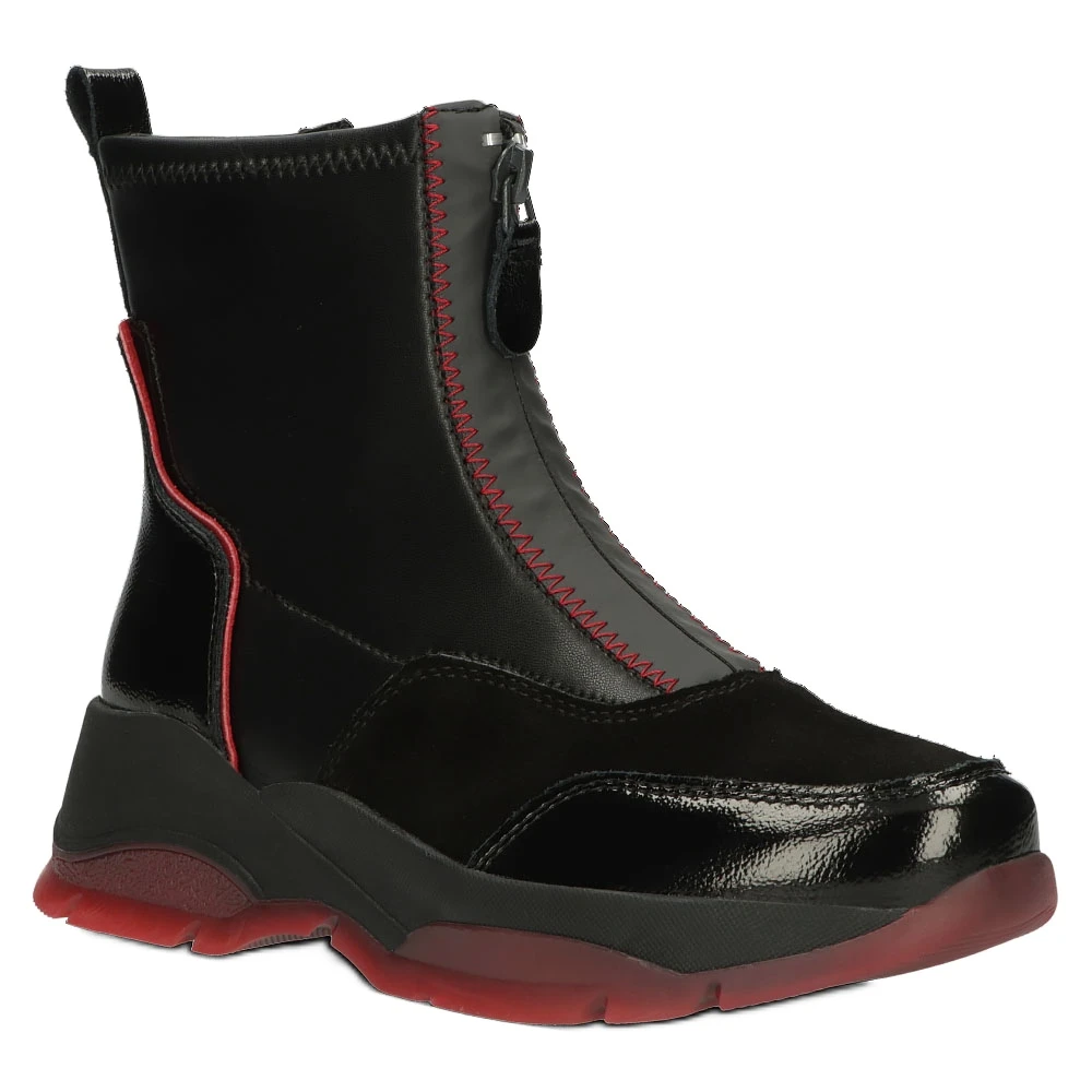Bottes Isolées En Cuir Filippo W PAW395 Le Noir Rouge 2 Bottes Isolées En Cuir Filippo W PAW395 Le Noir Rouge – Image 2