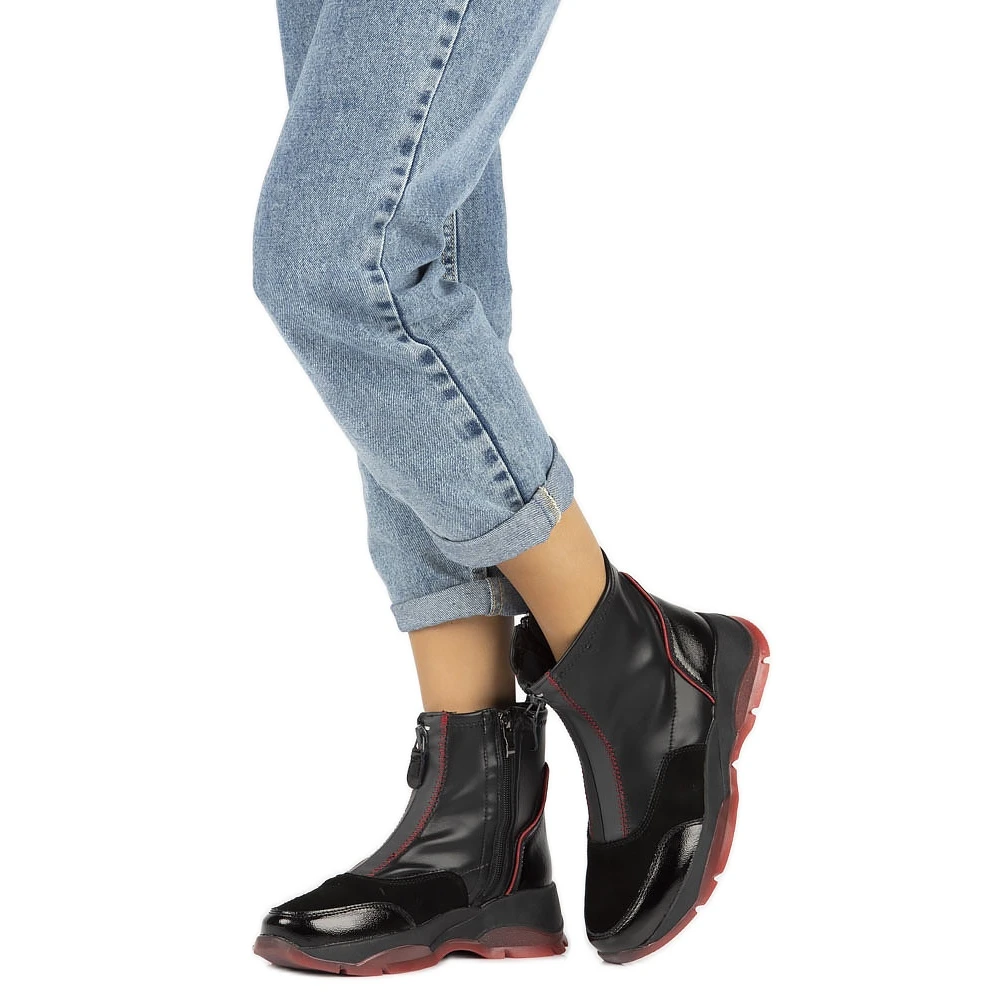 Bottes Isolées En Cuir Filippo W PAW395 Le Noir Rouge 4 Bottes Isolées En Cuir Filippo W PAW395 Le Noir Rouge – Image 4