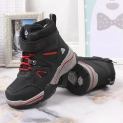 Bottes Isolées En Laine De Mouton News Jr EVE383A Le Noir -Lumière Écarlate Bottes bottes isolees en laine de mouton news jr eve383a le noir 3 2000x2000 1