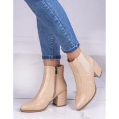 Bottes Jodhpur Sur Le Poteau Shelovet Beige Avec Un Motif