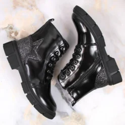 Bottes NEWS Noires, Laquées, Isolées Noires Pour Filles Le Noir -Lumière Écarlate Bottes bottes news noires laquees isolees noires pour filles le noir 4 2000x2000 1