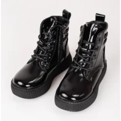 Bottes Noires Pour Filles Sur La Plateforme Shelovet Le Noir