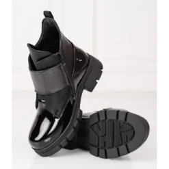 Bottes Pour Filles En Cuir Verni écologique Shelovet Le Noir